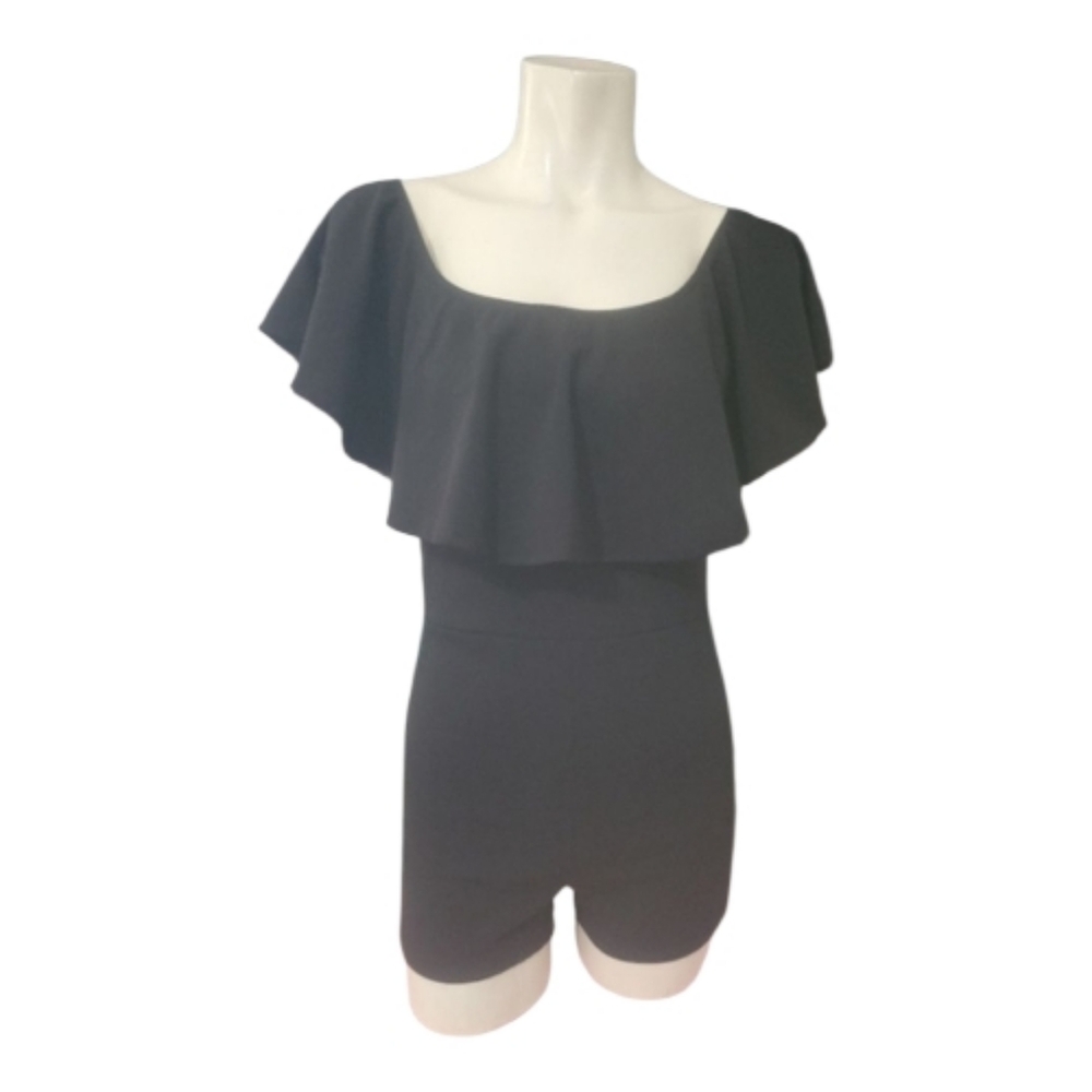 Black Off-Shoulder Romper Adara